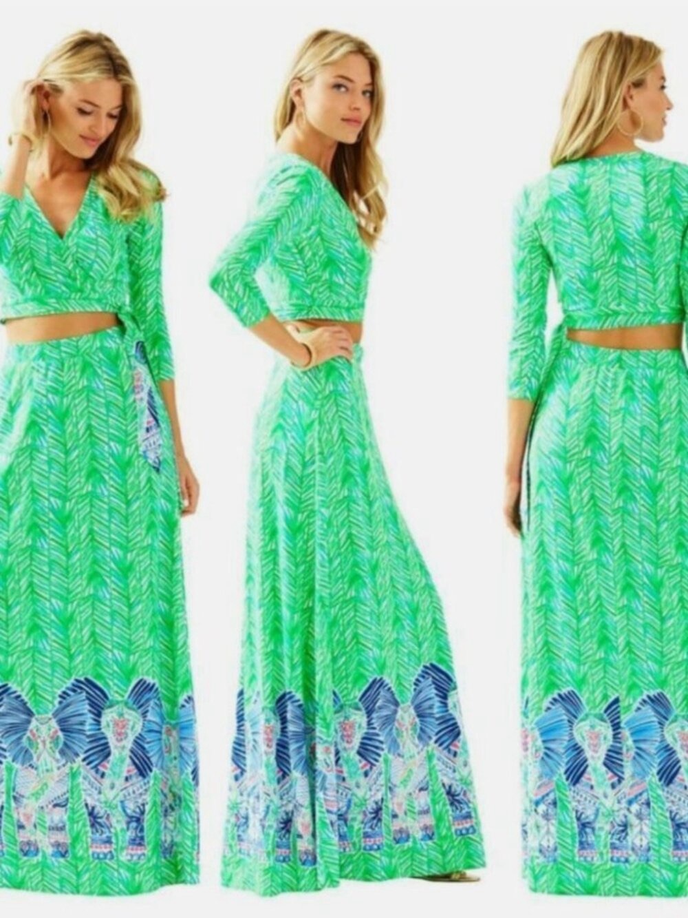 LILLY PULITZER Ruari Crop Top & Maxi Skirt Set In Toucan Green Costa Verde - Picture 2 of 15